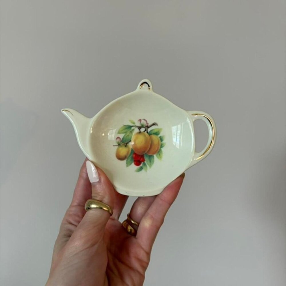 Ceramic teapot tea bag holder trinket dish spoon rest